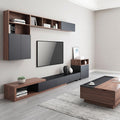 Walnut & Graphite Complete Living Room TV Wall System with Wall Cabinets, Side Unit and Coffee Table