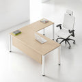L-Shaped Executive Desk with Modesty Panel – Light Maple & White