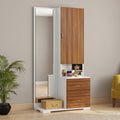 Full-Length Mirror Dressing Unit with Walnut Cabinet & Chest of Drawers