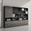 Full Wall Office Storage Unit with Open Shelving & Cabinets