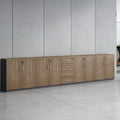 Wall-Length Office Credenza with Lockable Doors & Drawer Unit