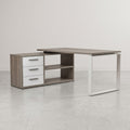 L-Shaped Executive Desk with Integrated Storage & Metal Legs