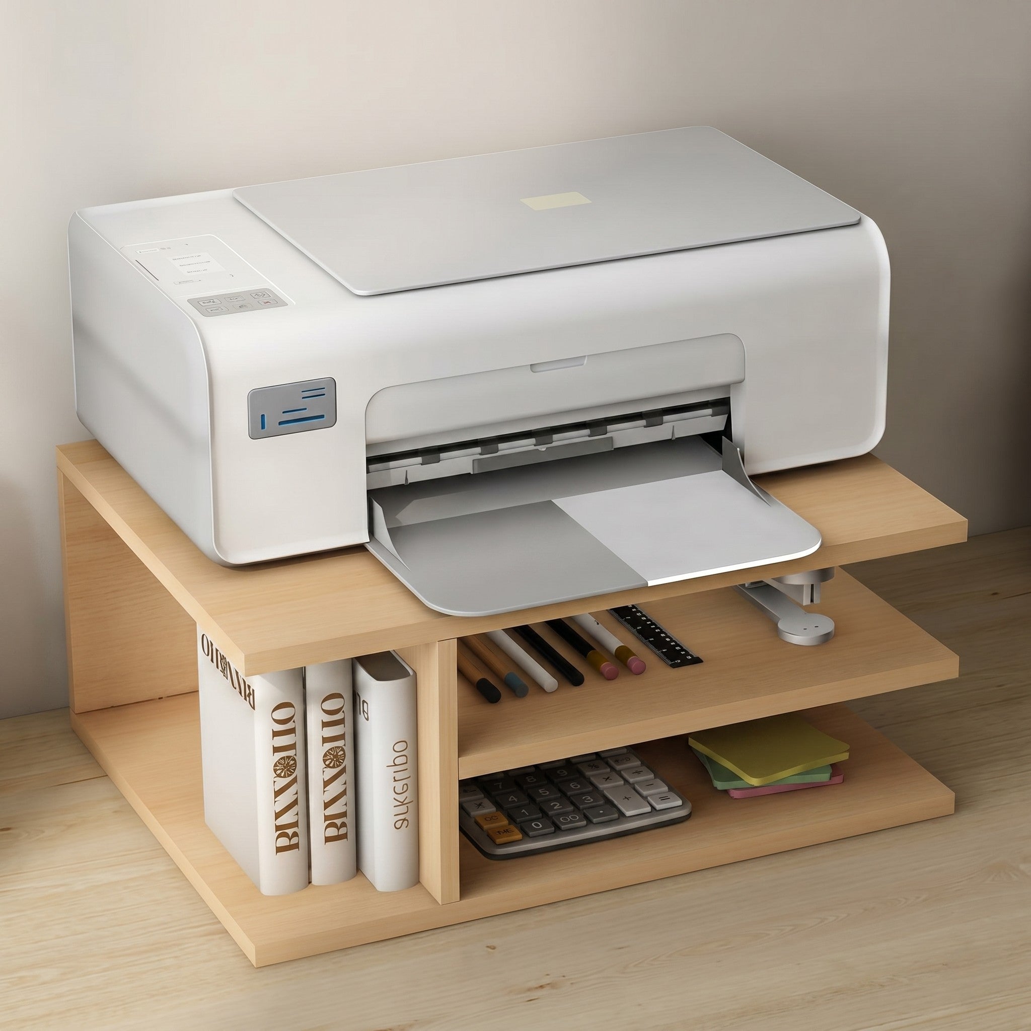 Desktop Printer Stand with 2-Tier Open Shelving