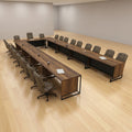 U-Shaped Modular Conference Table System – Dark Walnut & Black