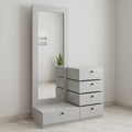 Minimalist Matte Grey Dressing Unit with Full-Length Mirror & Five-Drawer Chest