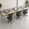 3-Seat Linear Bench Workstation with Acoustic Dividers – Light Maple & Silver