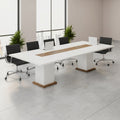 Large Boardroom Conference Table – Gloss White with Oak Inlay