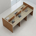 6-Seat Back-to-Back Panel Bench Workstation with Wood Dividers – Maple & Walnut