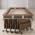 Modular U-Shape Folding Conference Table System – Walnut & Silver