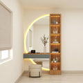 Arch LED Halo Vanity with Floating Console, LED Display Tower & Upholstered Ottoman
